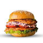 Crispy Pancetta, Cheese, Onion Rings & Bbq Sauce Chicken Burger 
