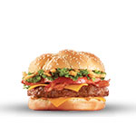 Pulled Pork, Cheese, Onion Rings, Panetta & Bbq Sauce Beef Burger 